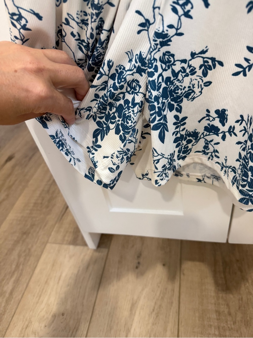 Cider White Romper with Navy Blue Floral Pattern - Picture 2 of 5